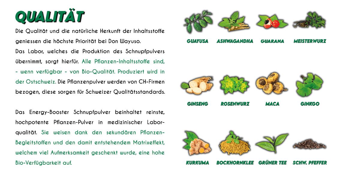 Schnupfpulver Einzelseiten Qualitaet web - Don Wayuso - POWER OF NATURE