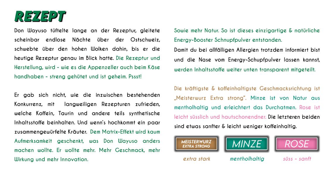 Schnupfpulver Einzelseiten Rezept web - Don Wayuso - POWER OF NATURE