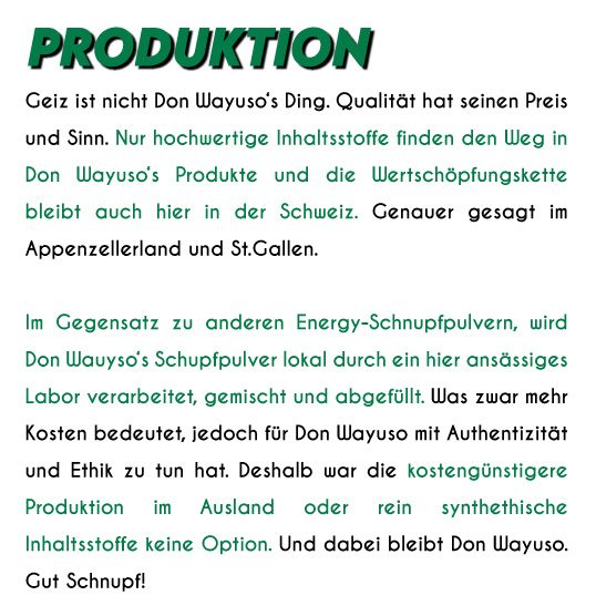 Schnupfpulver mobil Produktion 2 - Don Wayuso - POWER OF NATURE